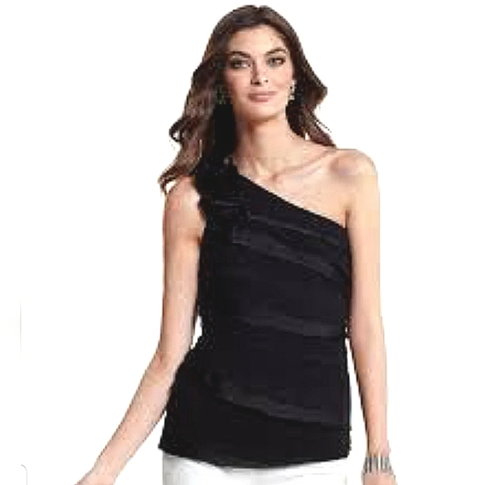 Satin One Shoulder Blouse - Picture 1 of 7